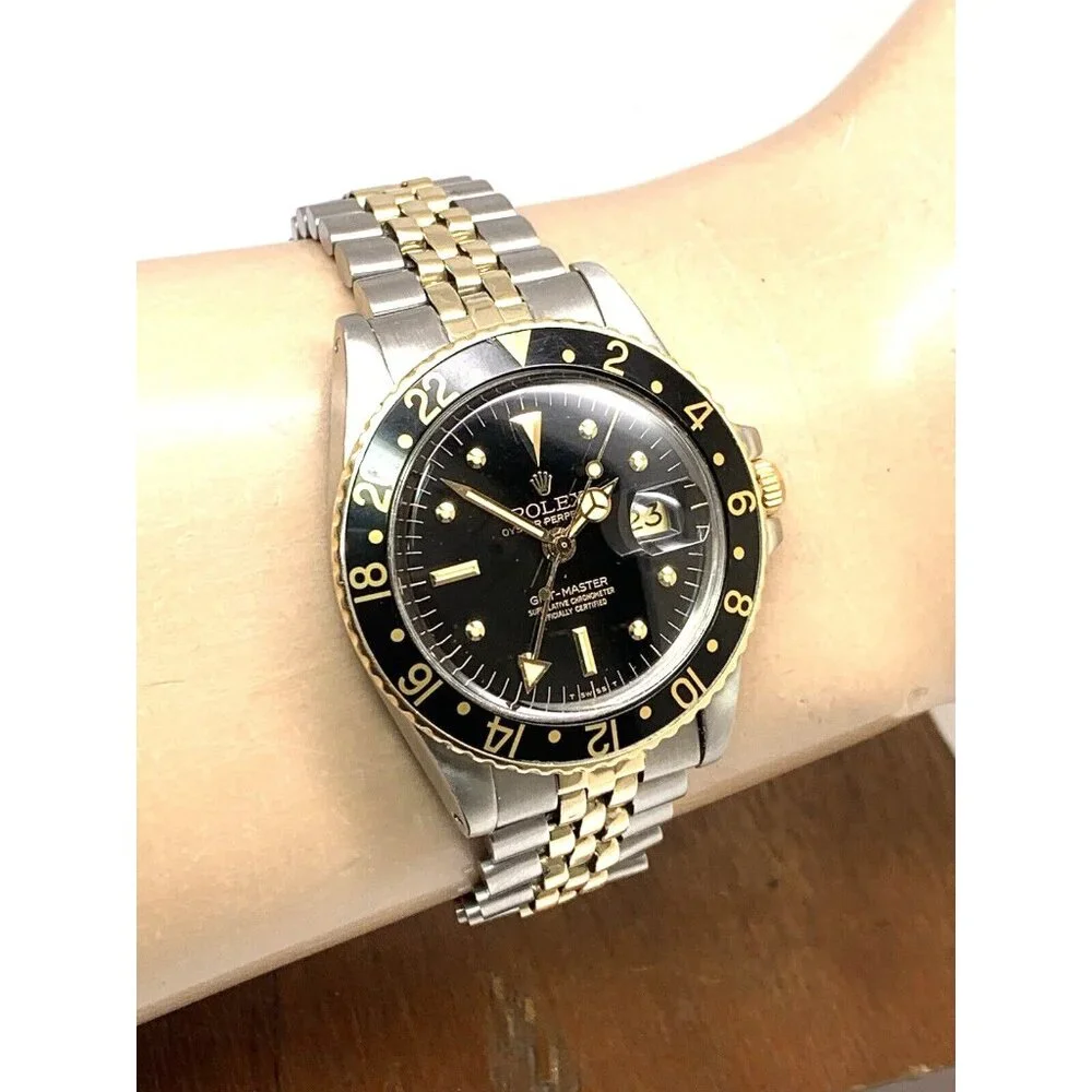 Rolex Men's Watch 1675 GMT Master Automatic Vintage 1979 Black Dial Two Tone